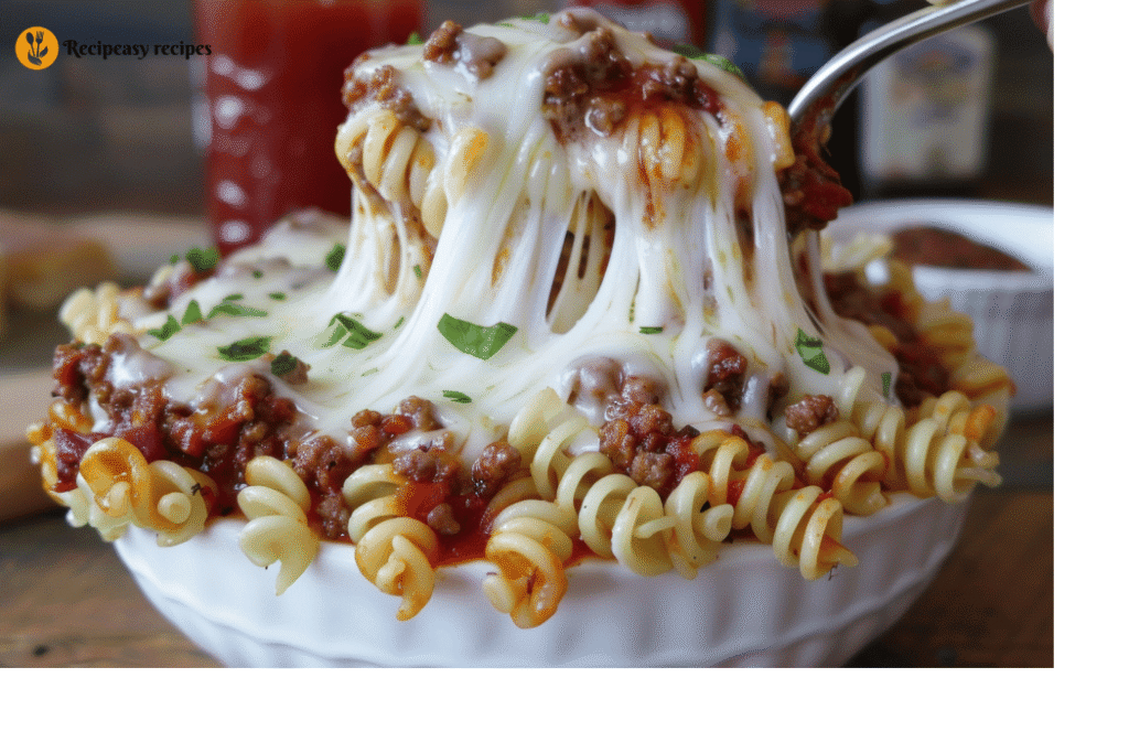 Cheesy Hamburger Pasta Skillet Recipe