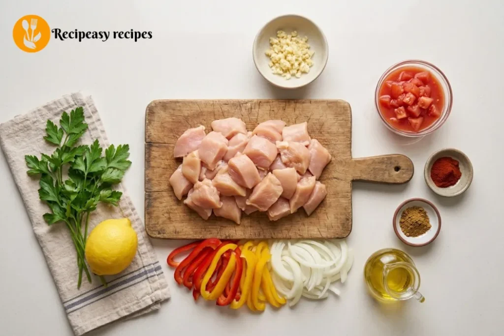 Ingredients of Skillet Chicken with Peppers