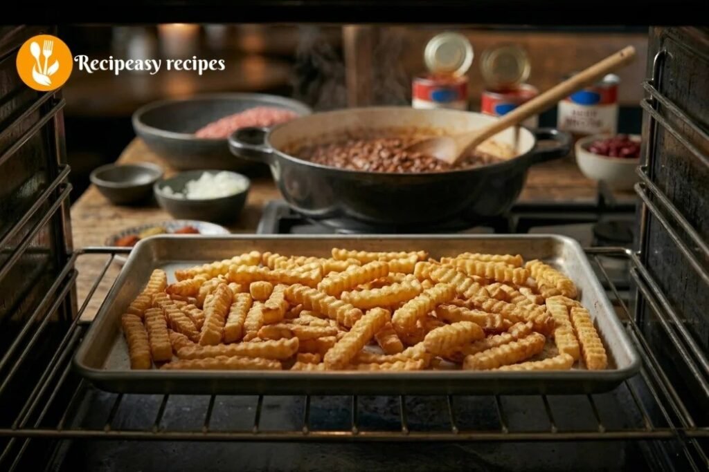 Chilli Cheese Fries Recipe Step 2 — Bake the Fries