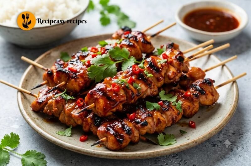 Chinese Chicken on a Stick Recipe With Sticky Honey Glaze