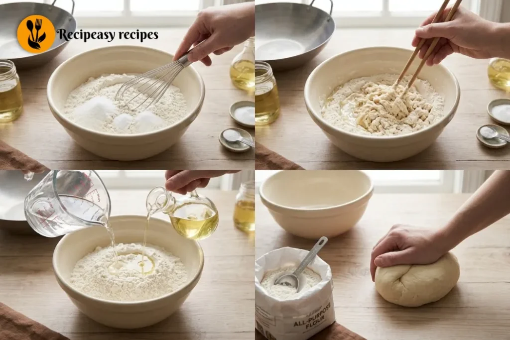 Mix the dough for Homemade Chinese Donuts 