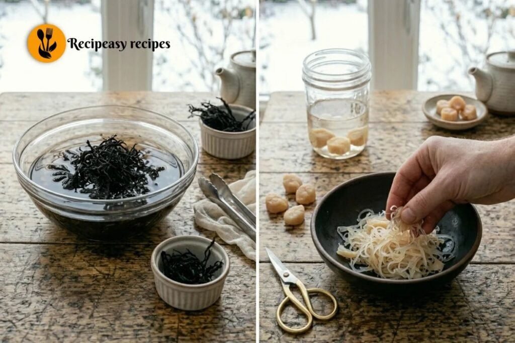 Step 4 -Soak the dried scallops