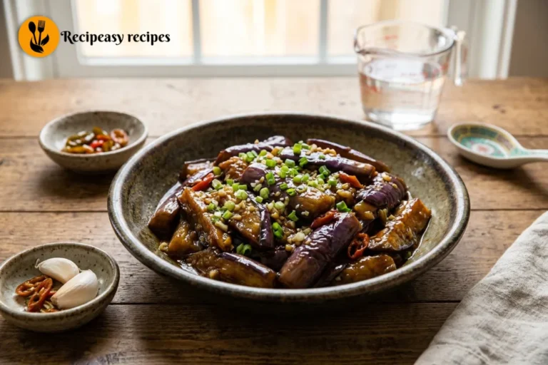 Braised eggplant in garlic sauce