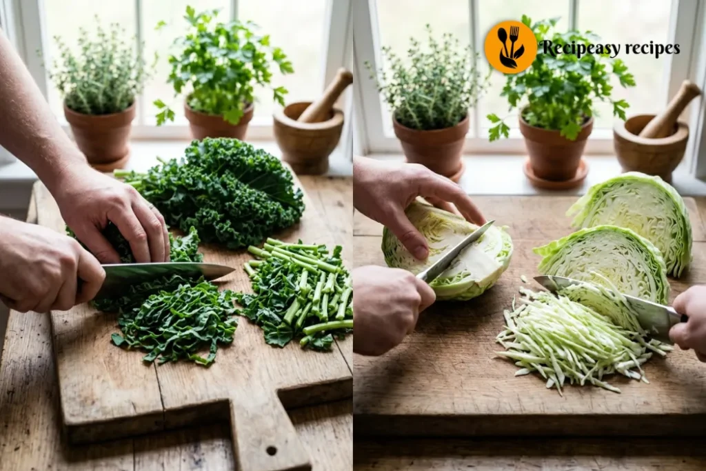 Shred the cabbage & Kale