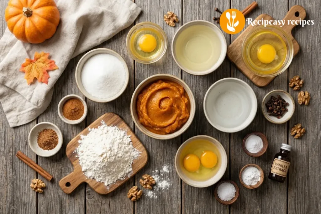 ingredients for easy pumpkin muffins recipe
