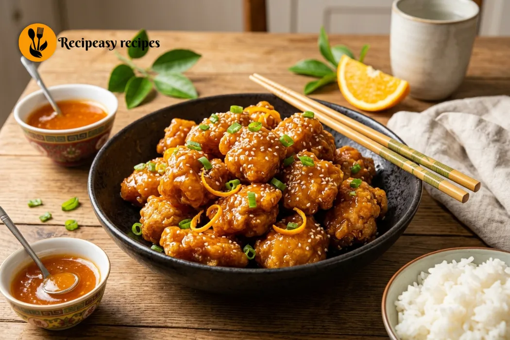orange chicken recipe with crispy chicken and rice