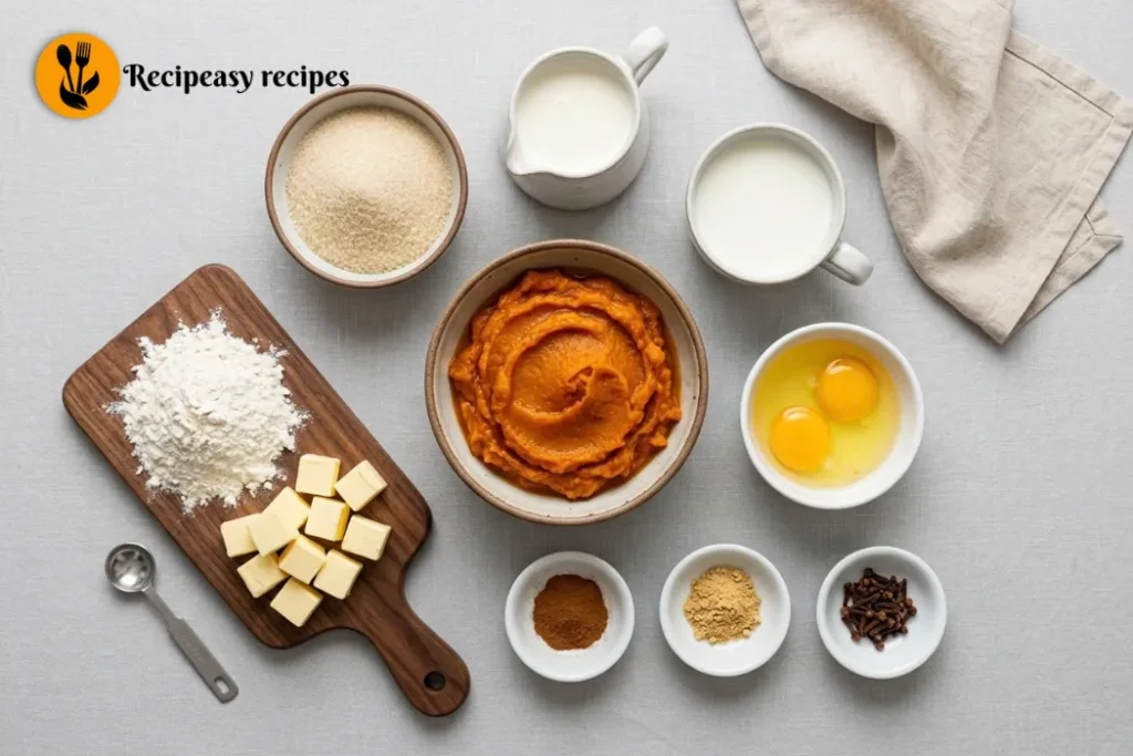ingredients for homemade pumpkin pie recipe"