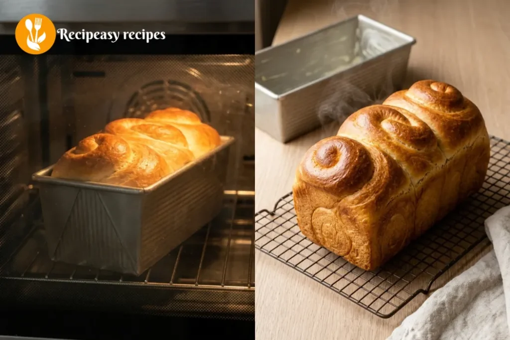 baking and cooling Japanese milk bread