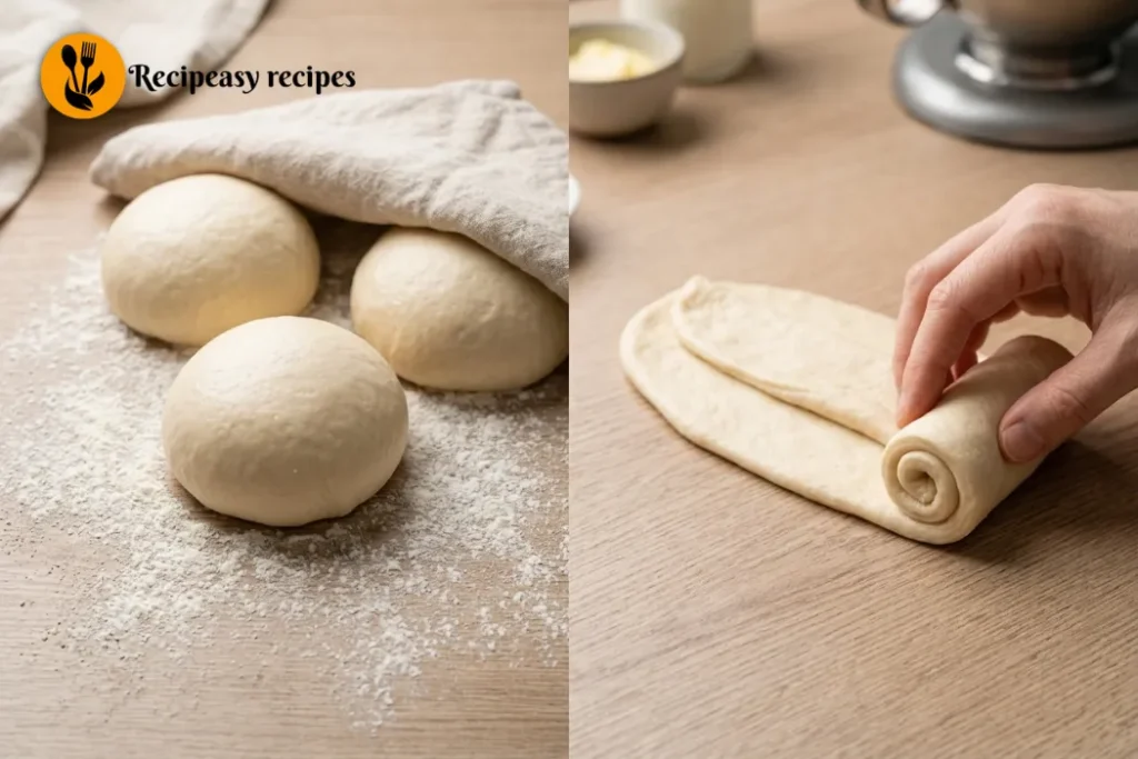 dividing shaping and rolling shokupan dough