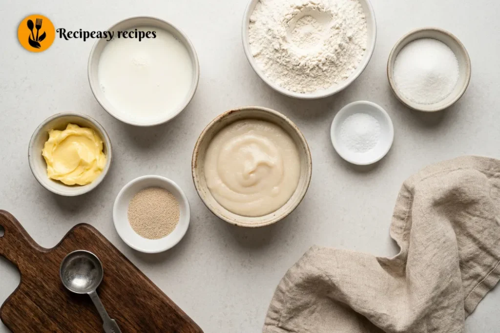 ingredients for Japanese milk bread shokupan recipe