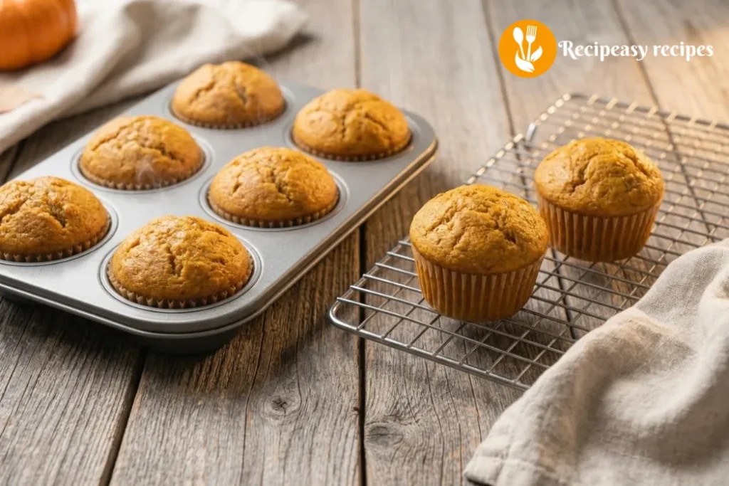 "pumpkin muffins cooling on wire rack