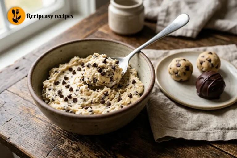 bowl of cottage cheese cookie dough with chocolate chips