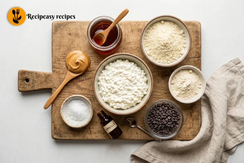 ingredients for cottage cheese cookie dough recipe