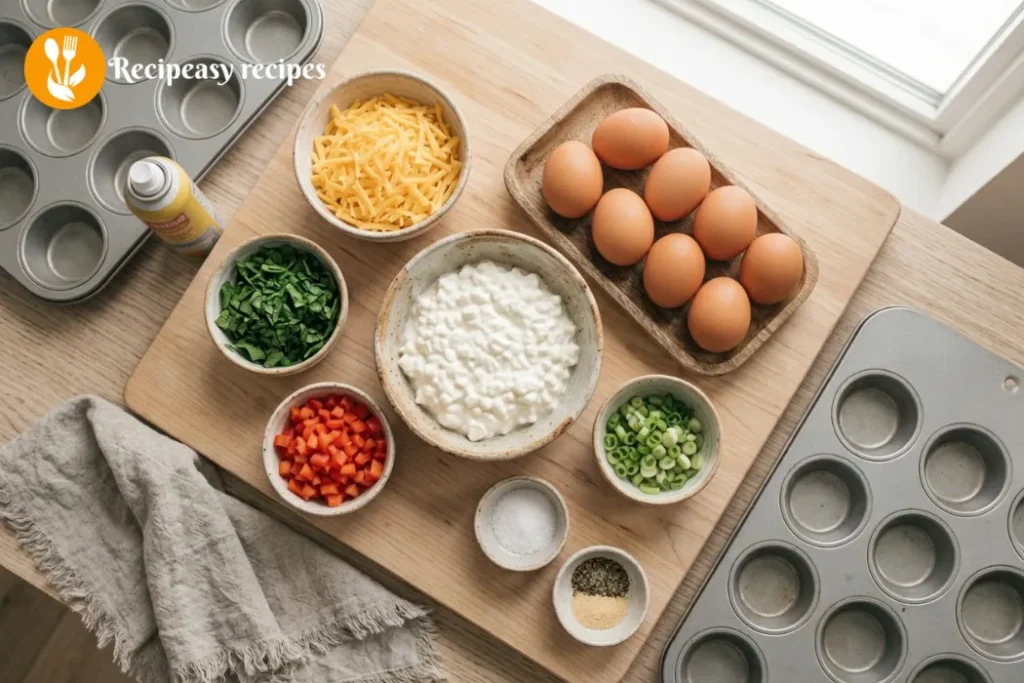ingredients for cottage cheese egg muffins recipe