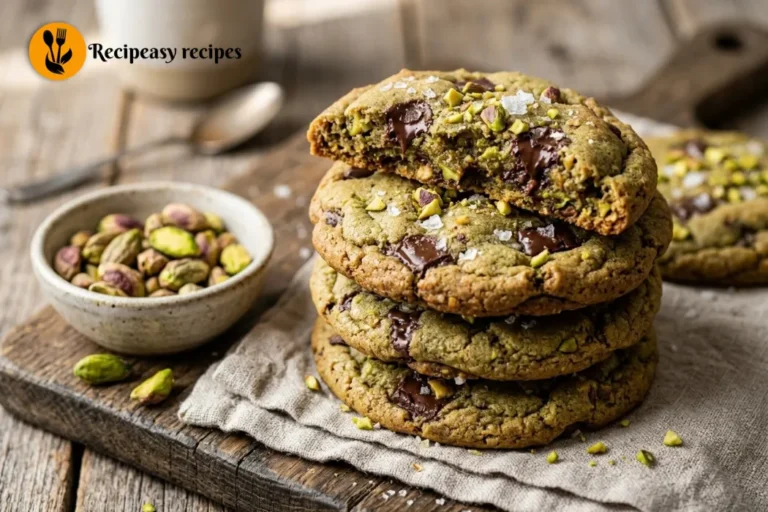 pistachio cookies with chocolate chunks and sea salt