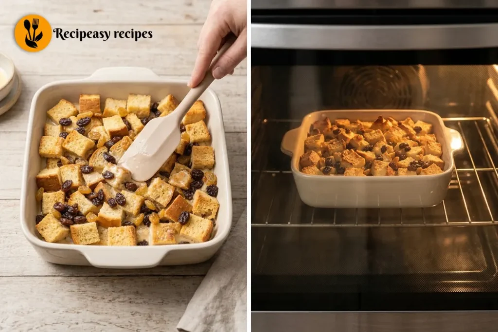 soaking and baking bread pudding