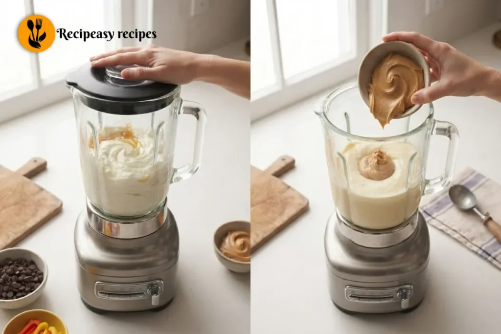 blending cottage cheese base and adding peanut butter