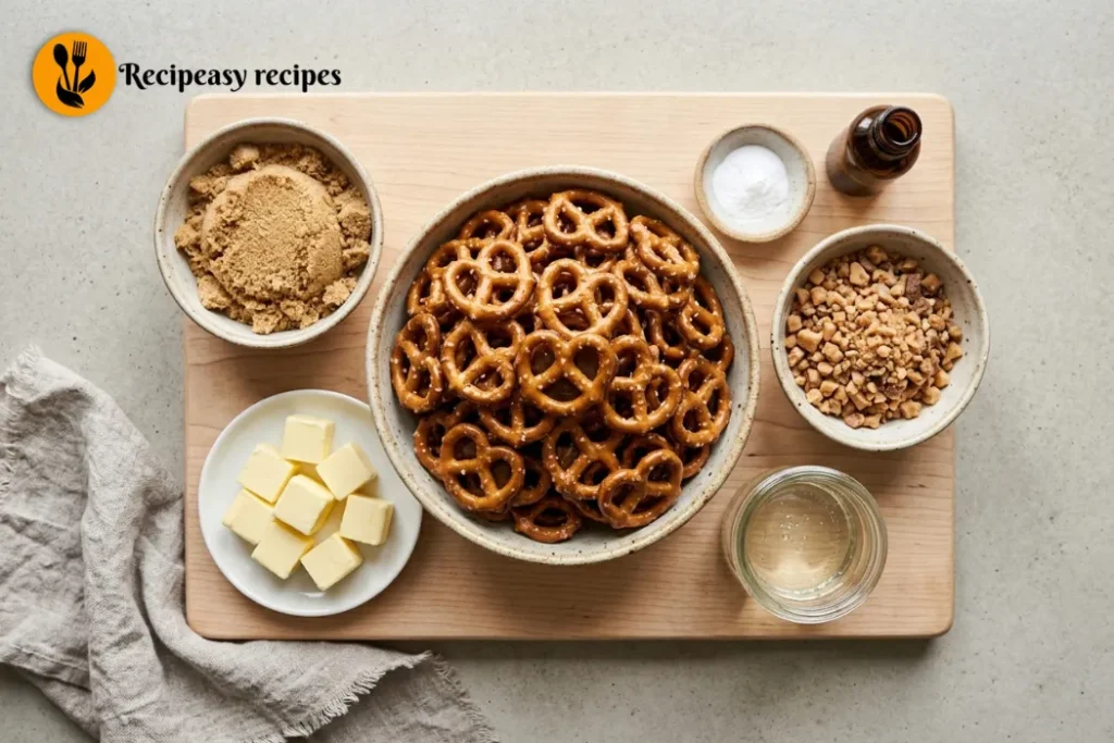 ingredients for butter toffee pretzels recipe